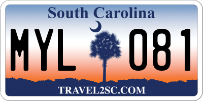 SC license plate MYL081