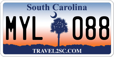 SC license plate MYL088
