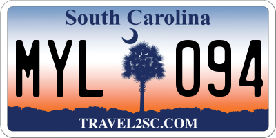 SC license plate MYL094