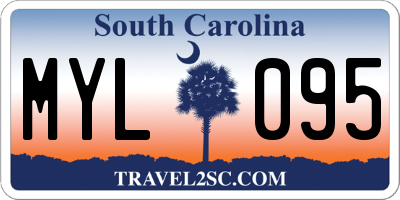 SC license plate MYL095