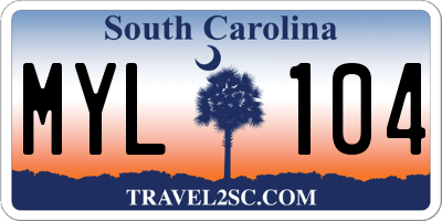 SC license plate MYL104