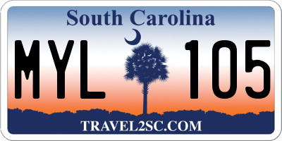 SC license plate MYL105