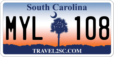 SC license plate MYL108