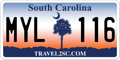 SC license plate MYL116