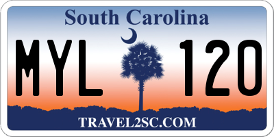 SC license plate MYL120