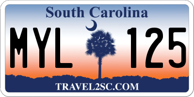 SC license plate MYL125