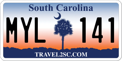 SC license plate MYL141
