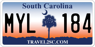 SC license plate MYL184