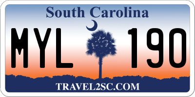SC license plate MYL190