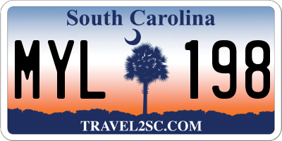 SC license plate MYL198