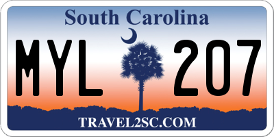 SC license plate MYL207