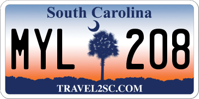 SC license plate MYL208
