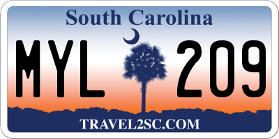 SC license plate MYL209