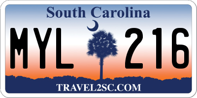 SC license plate MYL216