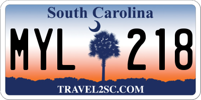 SC license plate MYL218