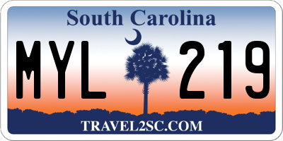 SC license plate MYL219