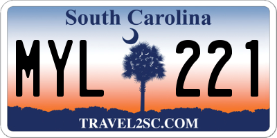 SC license plate MYL221
