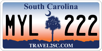 SC license plate MYL222