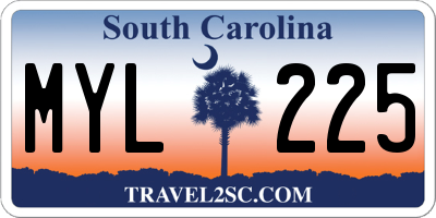 SC license plate MYL225