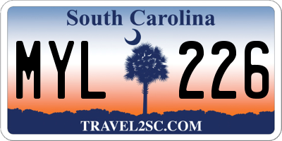 SC license plate MYL226