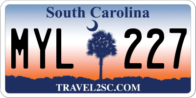 SC license plate MYL227