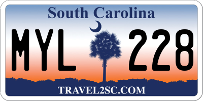 SC license plate MYL228