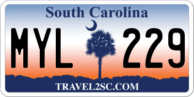 SC license plate MYL229