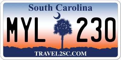 SC license plate MYL230