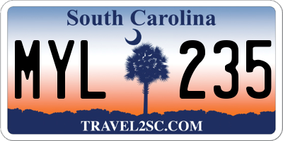 SC license plate MYL235