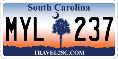 SC license plate MYL237
