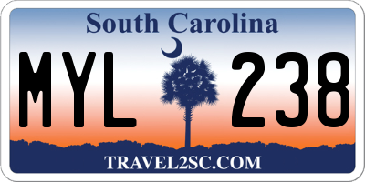 SC license plate MYL238