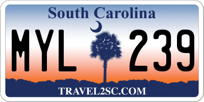 SC license plate MYL239