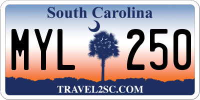 SC license plate MYL250
