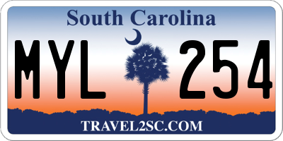 SC license plate MYL254