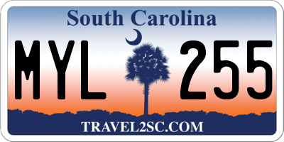 SC license plate MYL255