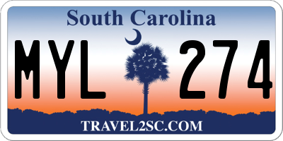 SC license plate MYL274