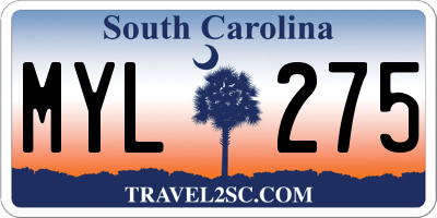 SC license plate MYL275