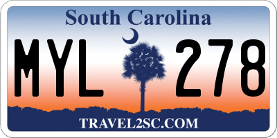 SC license plate MYL278