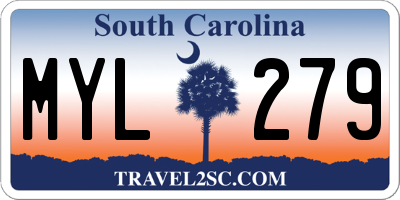 SC license plate MYL279