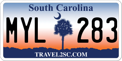 SC license plate MYL283