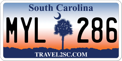 SC license plate MYL286