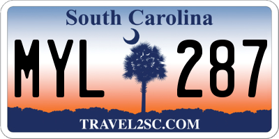 SC license plate MYL287