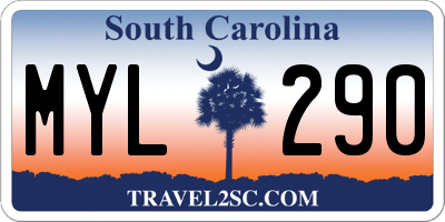 SC license plate MYL290