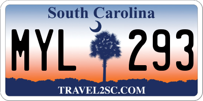 SC license plate MYL293