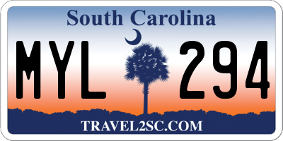SC license plate MYL294