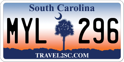SC license plate MYL296