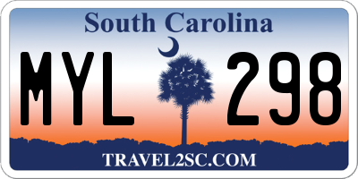 SC license plate MYL298