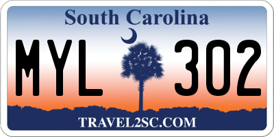 SC license plate MYL302