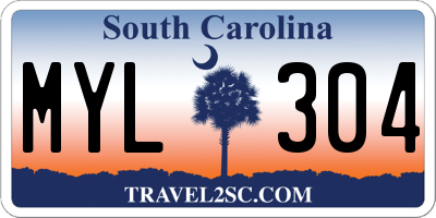 SC license plate MYL304