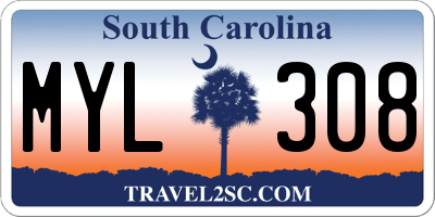 SC license plate MYL308